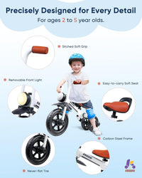 KRIDDO 2-in-1 Foldable Balance Bike and Toddler Tricycle for 2 to 5 - White - image 4