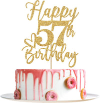Happy 83rd Birthday Cake Topper - happy 57th birthday / Gold Glitter