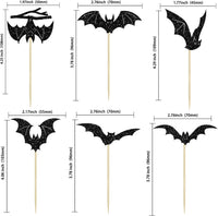 Gyufise 24Pcs Halloween Bat Cupcake Toppers Black Glitter Bat - Black With Glitter - image 2