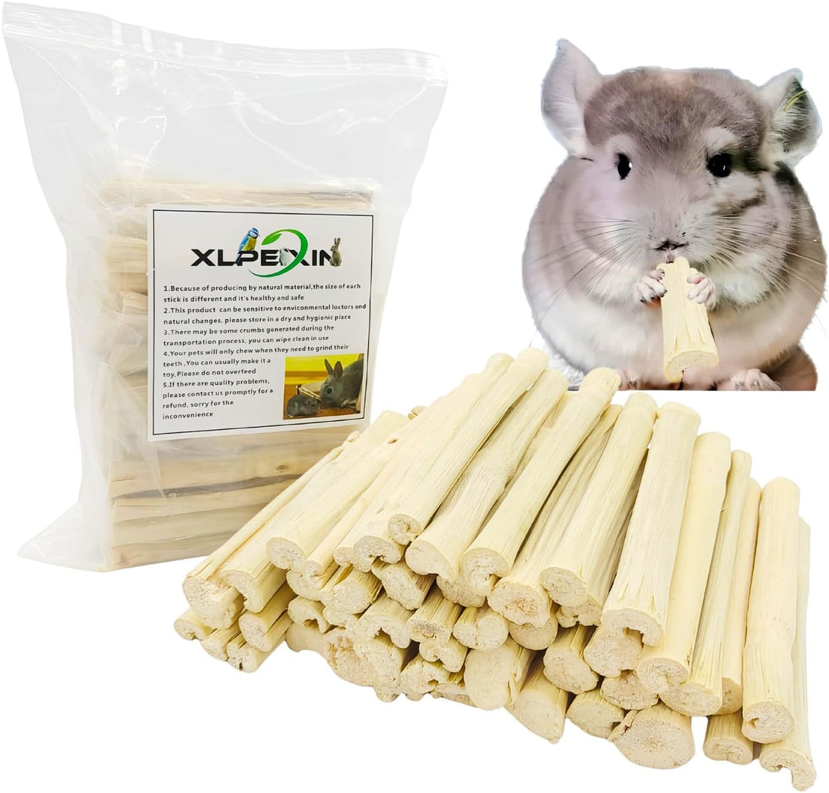300g Sweet Bamboo Chew Toy for Small Animals, Bunny Chew Sticks - 11 Ounce (Pack of 1)