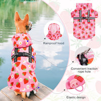 Dog Raincoats for Medium Dogs, Waterproof Rain Jacket with Hood – Essentials for Dogs - Strawberry Pink / L(Back 18.1", Chest 25.5", Neck 18") - image 3