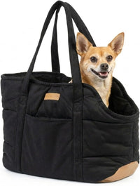 Plush Dog Purse Carrier for Small Dogs, Soft Tote, Black – Essentials for Dogs - Black 2.0