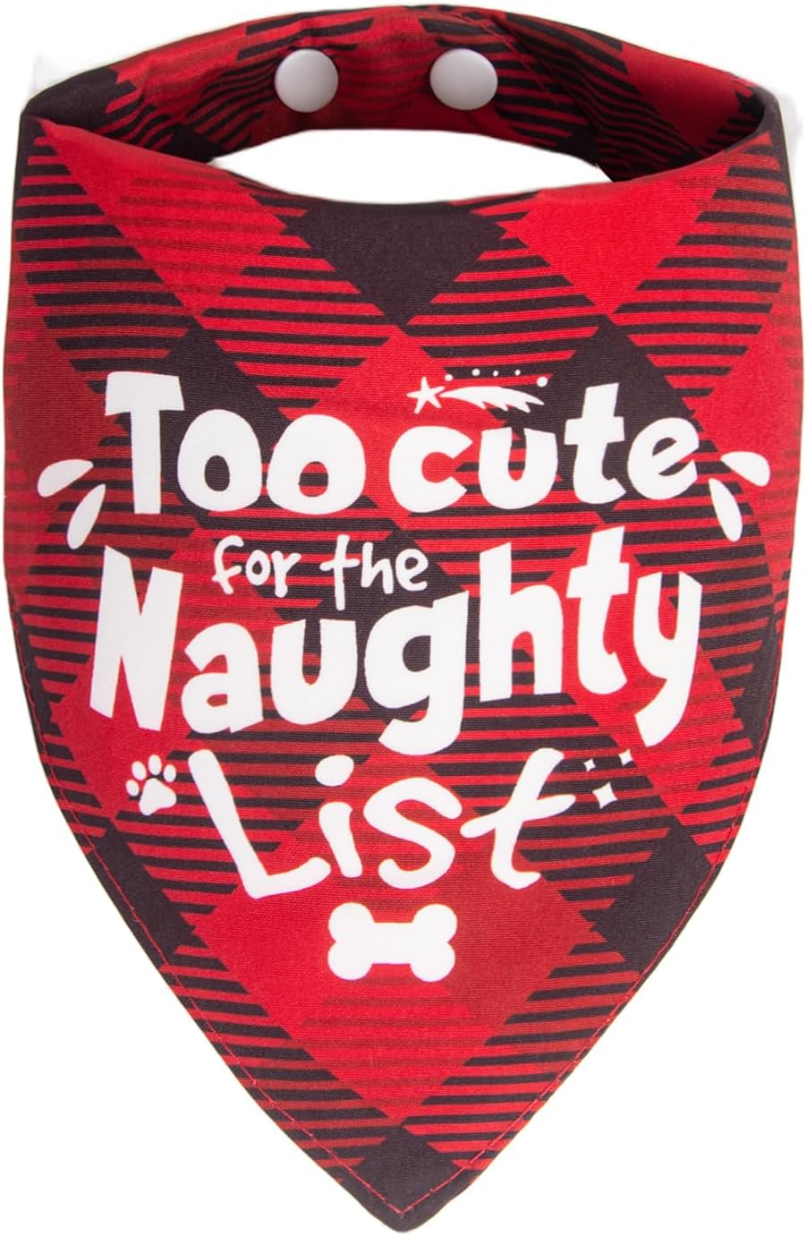 Halloween Dog Bandanas with No Tricks Sign - Red Plaid - Too Cute for the Naughty List / X-Large