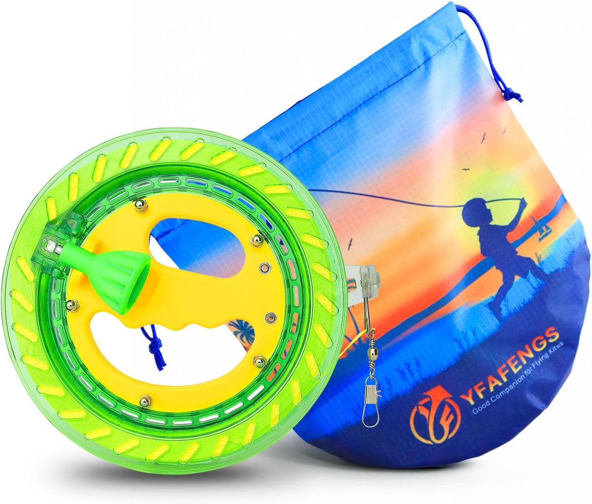 YFAFENGS blue kite string reel with safety lock and 1000 ft of kite line - view 6