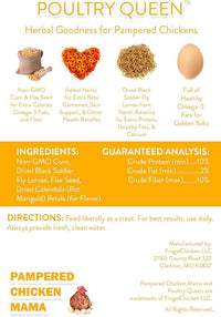 Pampered Chicken Mama Non-GMO Mealworm, Corn, Flax, & Herb Treat (10 Pounds) for Backyard Chickens, Healthy Layer Feed & Supplies for Pet Chickens Poultry Queen Treat for Hens