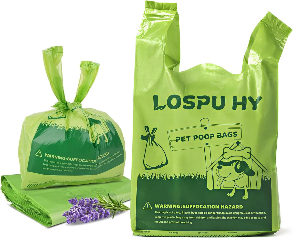 Poop Bags for Dogs, 100 Count Dog Poop Bags with Handles, Extra Thick Strong Leak Proof Doggie - 1 Count (Pack of 100) / Green