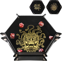 Grajar 2 Pcs Portable Folding Dice Rolling Tray Set for RPG DND Table - Beholder