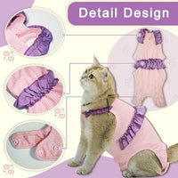Cat Recovery Suit,Kitten Onesie After Surgery,E-Collar Alternative for Abdominal Wound and Skin Diseases,Soft Breathable Bodysuit After Spay（Orange-s）