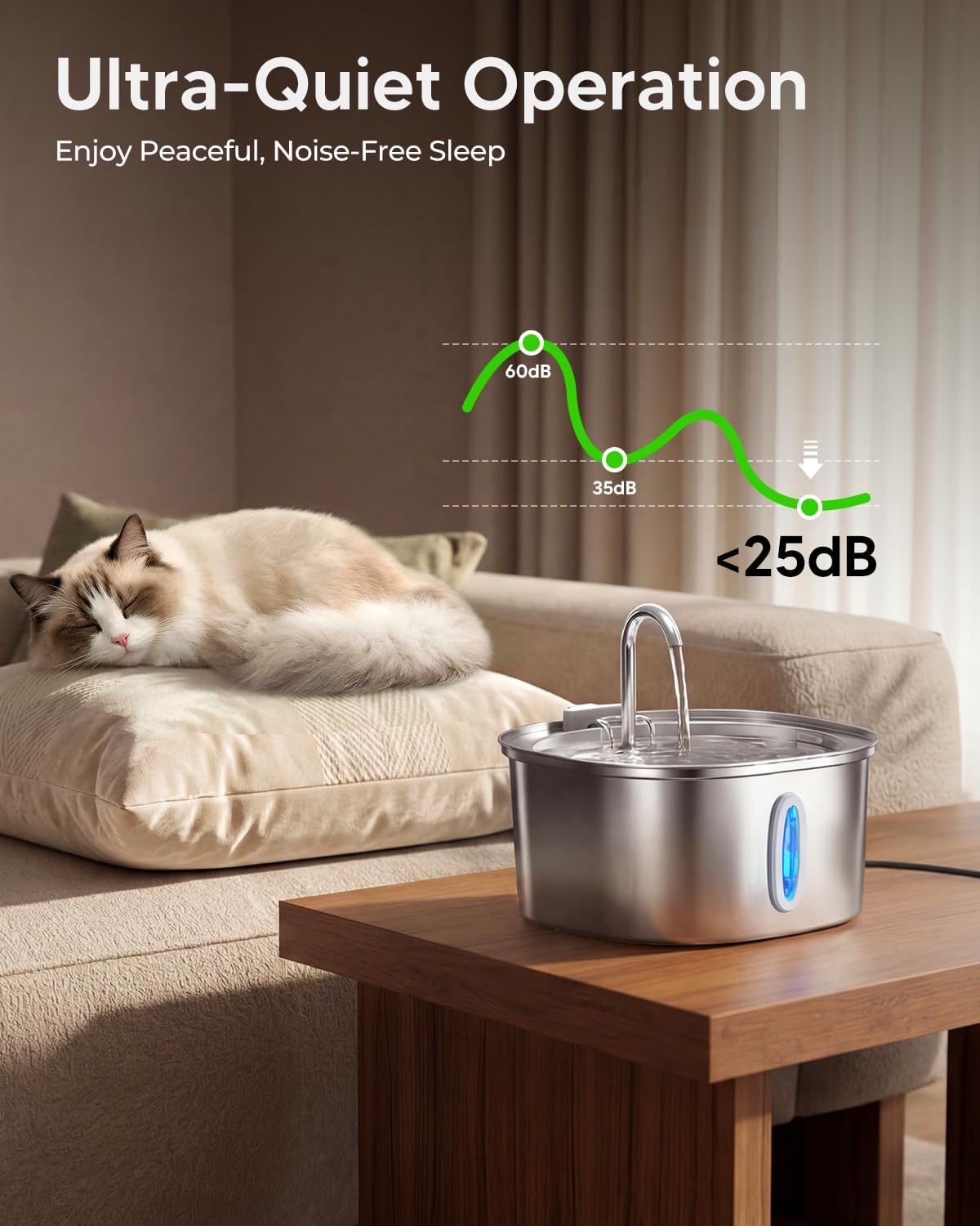 PEKTACO Cat Water Fountain - Small Window Cat Fountain + 6Pack Filters - image 3