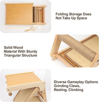 Cat Scratching Pads Sisal Pad Kitten Scratchers Ramp Kitty Scratcher Sisal Cat Scratcher Solid Wood Cats Scratching Board Platform Style (with Wooden Cat Teaser)
