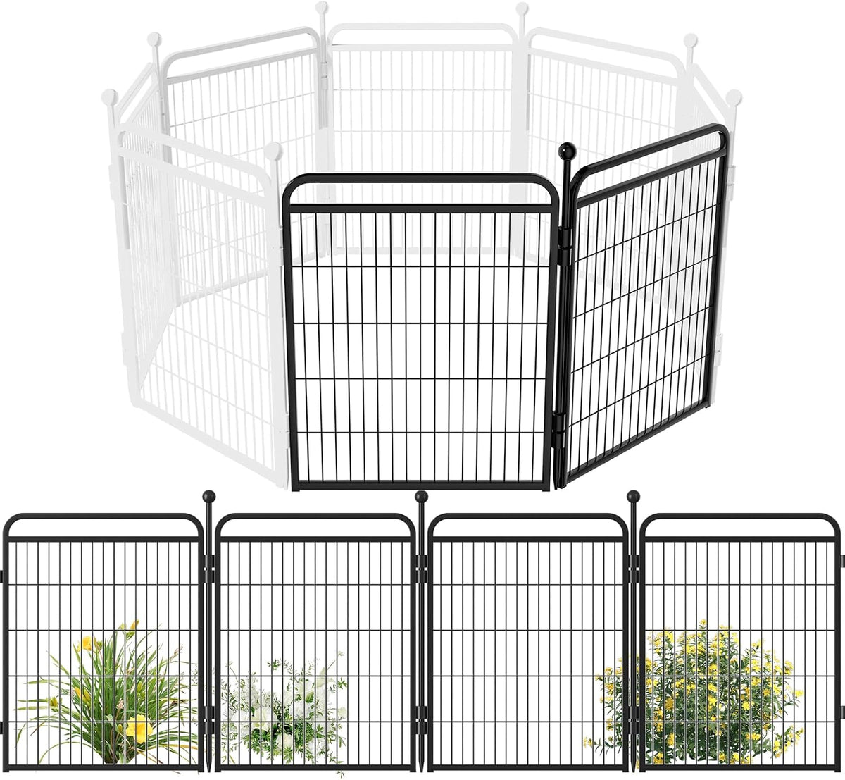 Gardner Pet Dog Playpens, 24" H 16 Panels Dog Pen Outdoor/Indoor Dog Fence Exercise Pen for Small - Black / 2 / 32"H