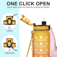 Enerbone Water Bottle, Leakproof BPA & Toxic Free, Motivational Water Bottle with Times to Drink and Straw, Fitness Sports Water Bottle with Strap for Office, Gym, Outdoor Sports