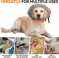 Dog Cone Collar S, Soft Cones for Large Medium Small Dogs,Adjustable Dog Cone Alternative to Stop Licking, Comfy Elizabethan Collar for After Surgery Wound Healing & Hot Spots Orange