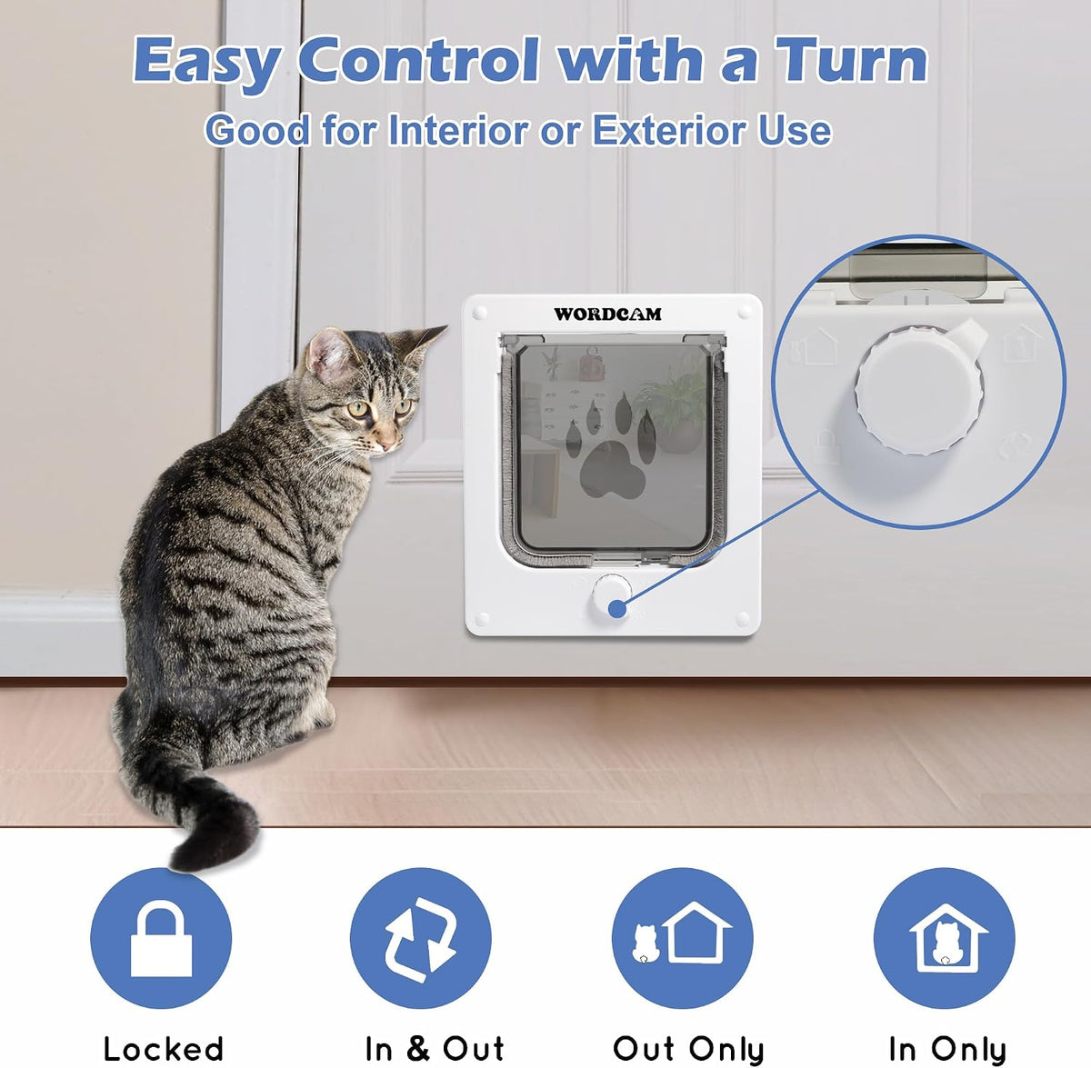 Wordcam X-Large Robust Cat Door for Interior/Exterior - White / Medium - image 3