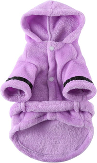 Pet Bathrobe Dog Pajama, Thickened Hooded - Purple / Small