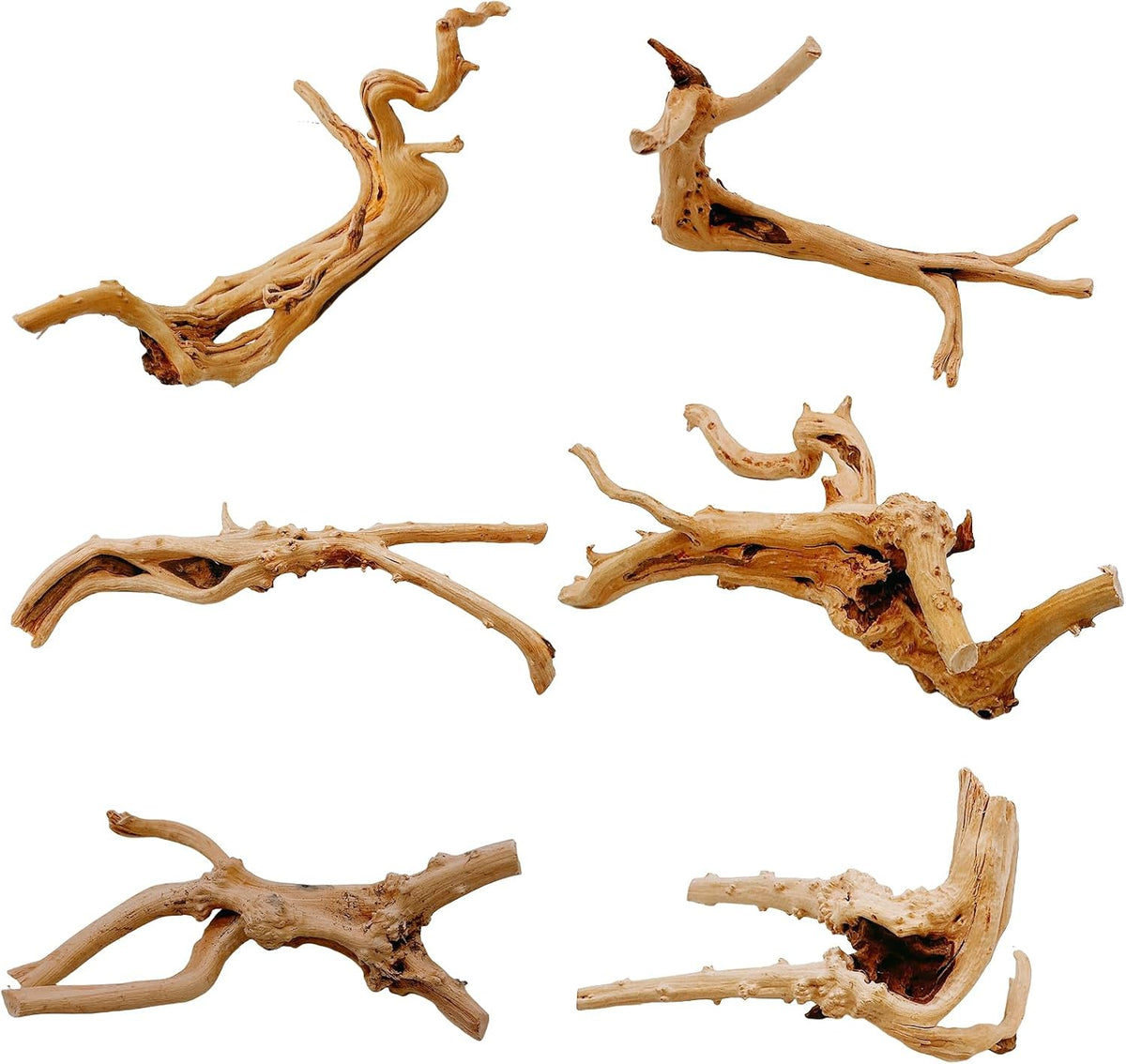 Aquarium Driftwood 3PCS Natural Trunk Driftwood Assorted Branches - Spiderwood (6-8in 6PCS)