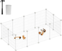SONGMICS Pet Playpen, Small Animal Cage – Essentials for Small Pets - White / 48.4"L x 24.8"W x 16.1"H / 12 Panels