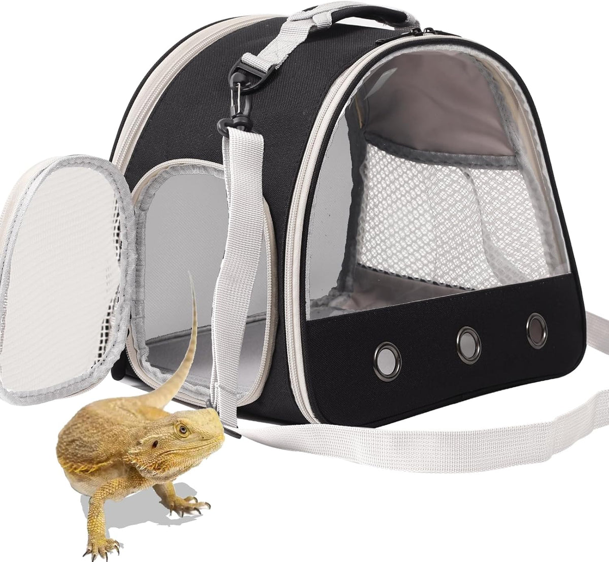 Bearded Dragon Travel Carrier, Lizards Carrier - Black / Carrier