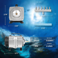 Aquarium Air Pump with Aluminum Housing - 650GPH-20W - image 2