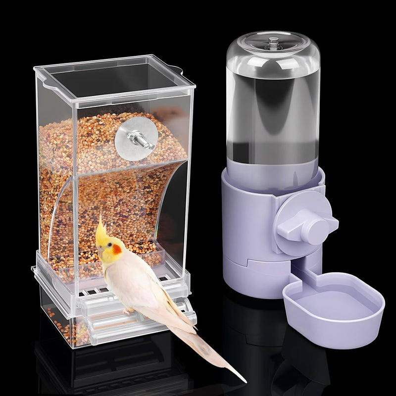 lemtrflo No Mess Bird Feeder Water Dispenser Set - Purple