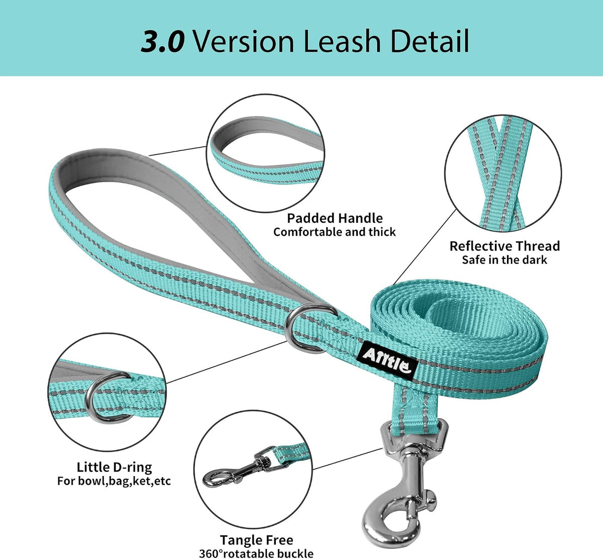 AIITLE Small Dog Harness and Leash Set, Step-in Puppy Pet Vest - XL(Chest: 19.5 - 23.5") / Pure Turquoise - image 3