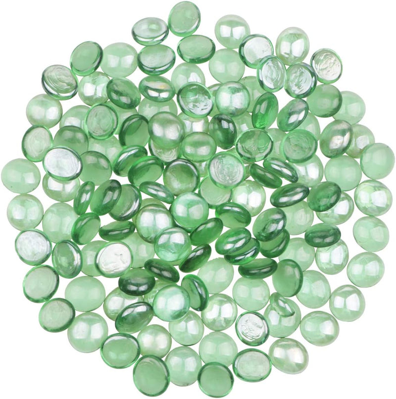 YIYA Green Flat Marble Decorative Beads Glass Gems for Home - Green / Large