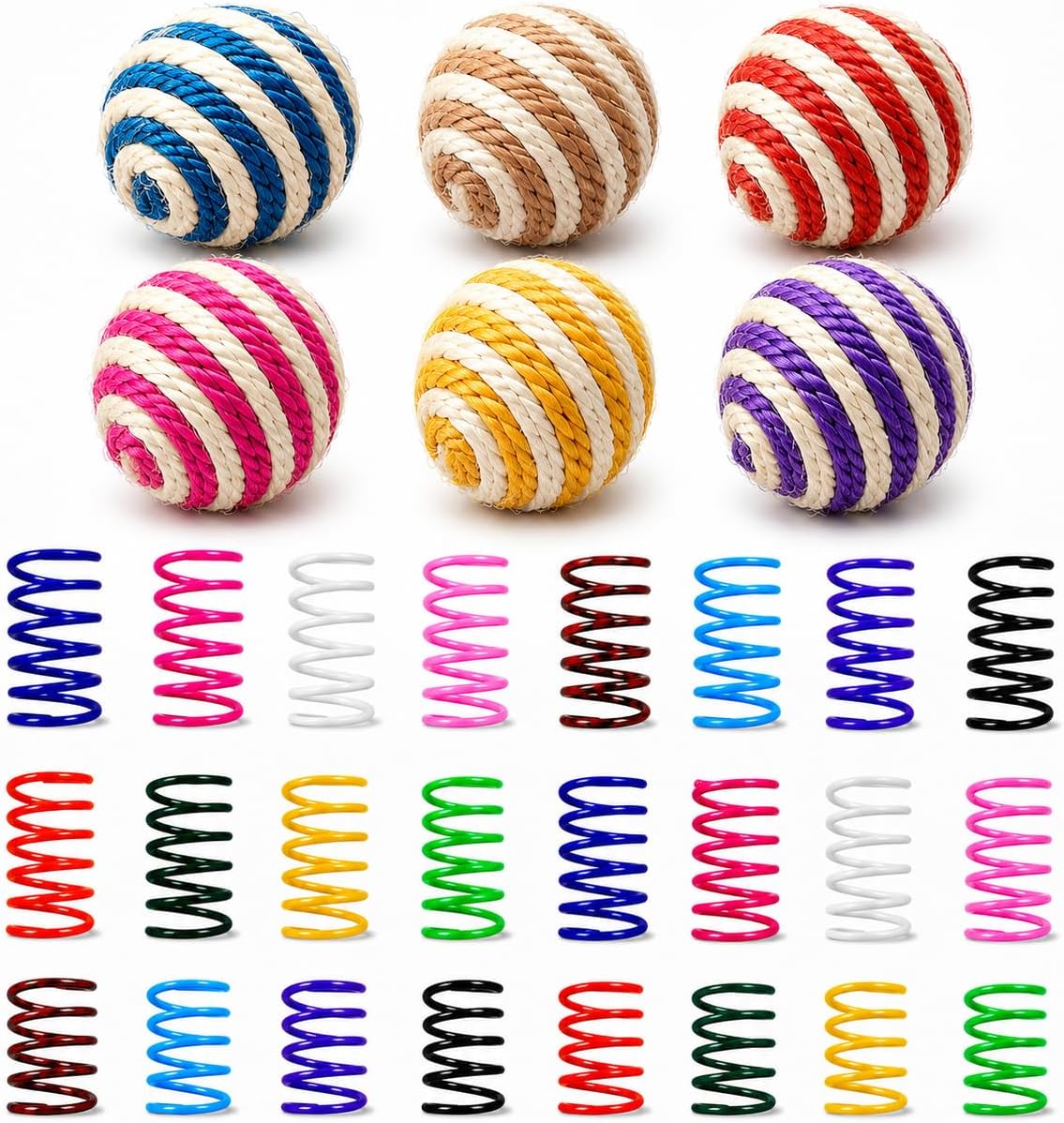 Cat Toys for Indoor Cats, 20 Packs Cat Toys Balls – Essentials for Cats - Sisal Balls 30Pcs