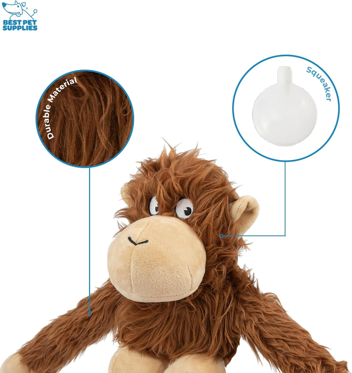 Best Pet Supplies Bunny Buddy Squeaky Plush Dog Toy, Beige - O-Hug-Atan (Brown) / Large - image 3
