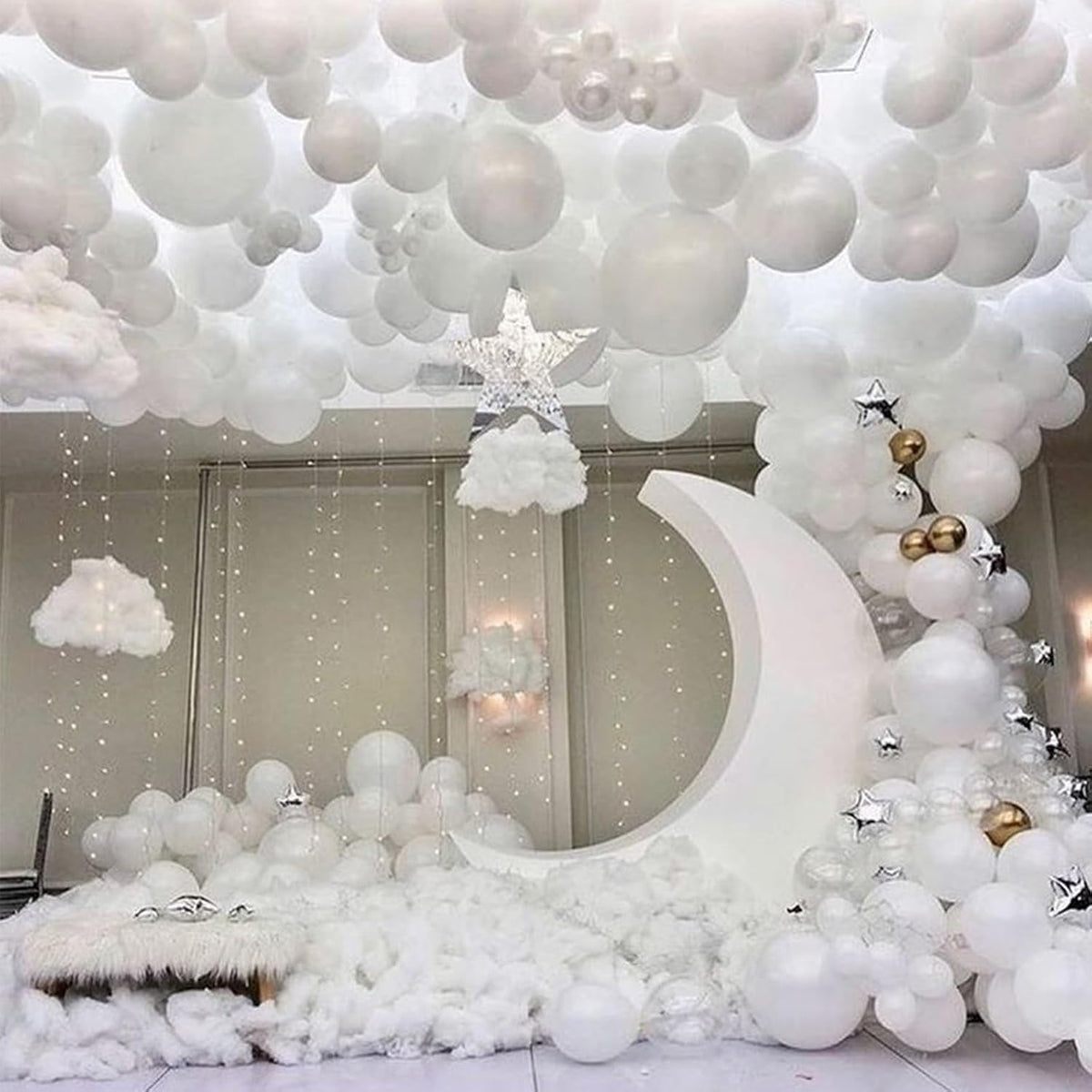 PartyWoo Metallic Silver Foil Balloons 20pcs Large Round Giant 4D - White / 6 PCS-22 INCH - image 2