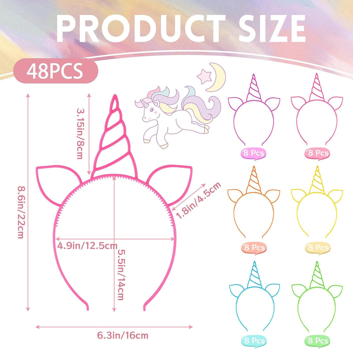 Zddaoole 24 Pcs Unicorn Headbands Unicorn Birthday Party Favors - 48 Pcs - image 2