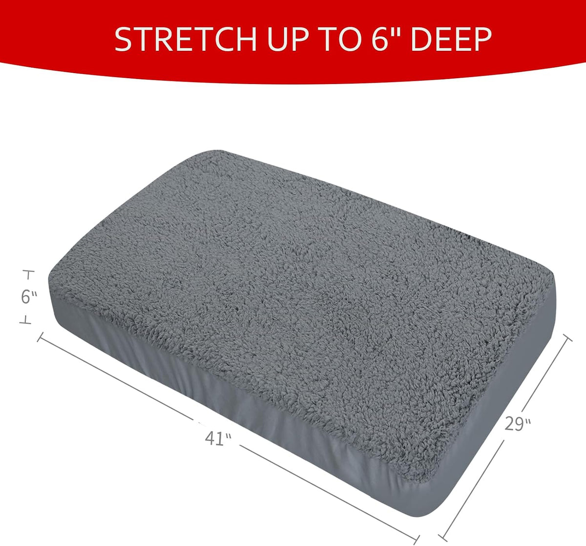 Dog Bed Covers Soft Plush Replacement Washable, Cover Only - 41"L x 29"W x 6"Th / 1 - image 2