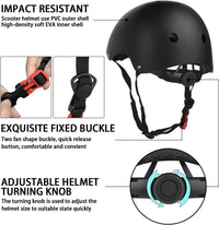 WayEee Kids Bike Helmet Set Knee Pads Adjustable Protective Gear - Black / M(7-14years) - image 4