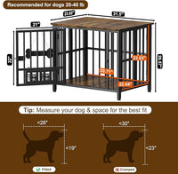 Easycom 31" Dog Crate Furniture Foldable, No Assembly Decorative Dog Kennel Indoor, Dog Crates for Small Dogs (20-40 lbs), Wooden Dog Cage with Adjustable Bowls and Name Tag, End Table, Rustic Brown