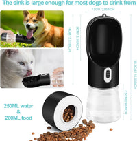 Portable Dog Water Bottle with Food Container Dishwasher Safe-Pink – Essentials for Dogs - Black - image 3