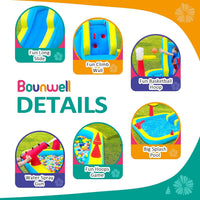 Bounwell inflatable water slide with climbing wall, basketball hoop, water cannon and splash pool - view 3