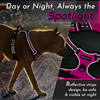 Eagloo Dog Harness Small Sized Dog, No Pull Service Vest with Reflective Strips and Control Handle, Adjustable and Comfortable for Easy Walking, No Choke Pet Harness with 2 Metal Rings, Rose Red, S