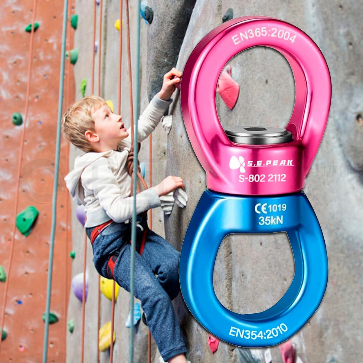 S.E.PEAK black anodized aluminum 35kN swing swivel with 360 degree rotation - view 27