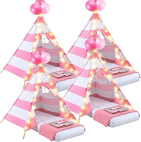 Windyun 4 pack kids sleepover teepee tents with air mattresses, blankets and star lights - view 3
