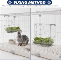 Acrylic Rabbit Hay Feeder with Lid, Transparent Hanging Food Dispenser Hay Feeder for Bunny Rabbits Guinea Pig Cage Chinchillas Hamsters Small Pets and Animals（Large