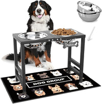 Elevated Dog Bowls for Large Extral Large Breed, Raised Bowl Stand with 2 Stainless Steel Bowls (101oz) and Spill-Proof Mat, 17" Tall Dog Feeder for Extra Large Breeds