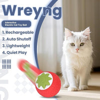 2Pcs Self-Moving Electric Cat Toy Ball with LED - Automatic Interactive Cat Toys for Indoor Cats, Smart Strawberry Design Stimulates Hunting Instincts, Boredom Relief & Exercise for Solo Play