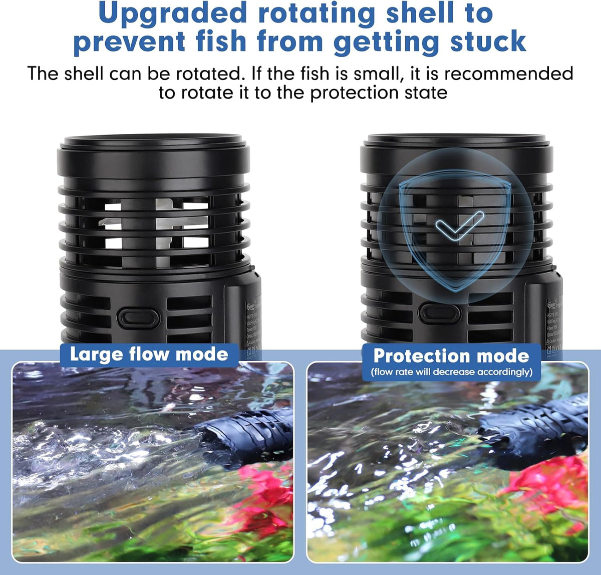 hygger 1850GPH Aquarium Wave Maker Pump with Strong Magnetic Suction - S-8W For 20-60Gal Tank - image 2