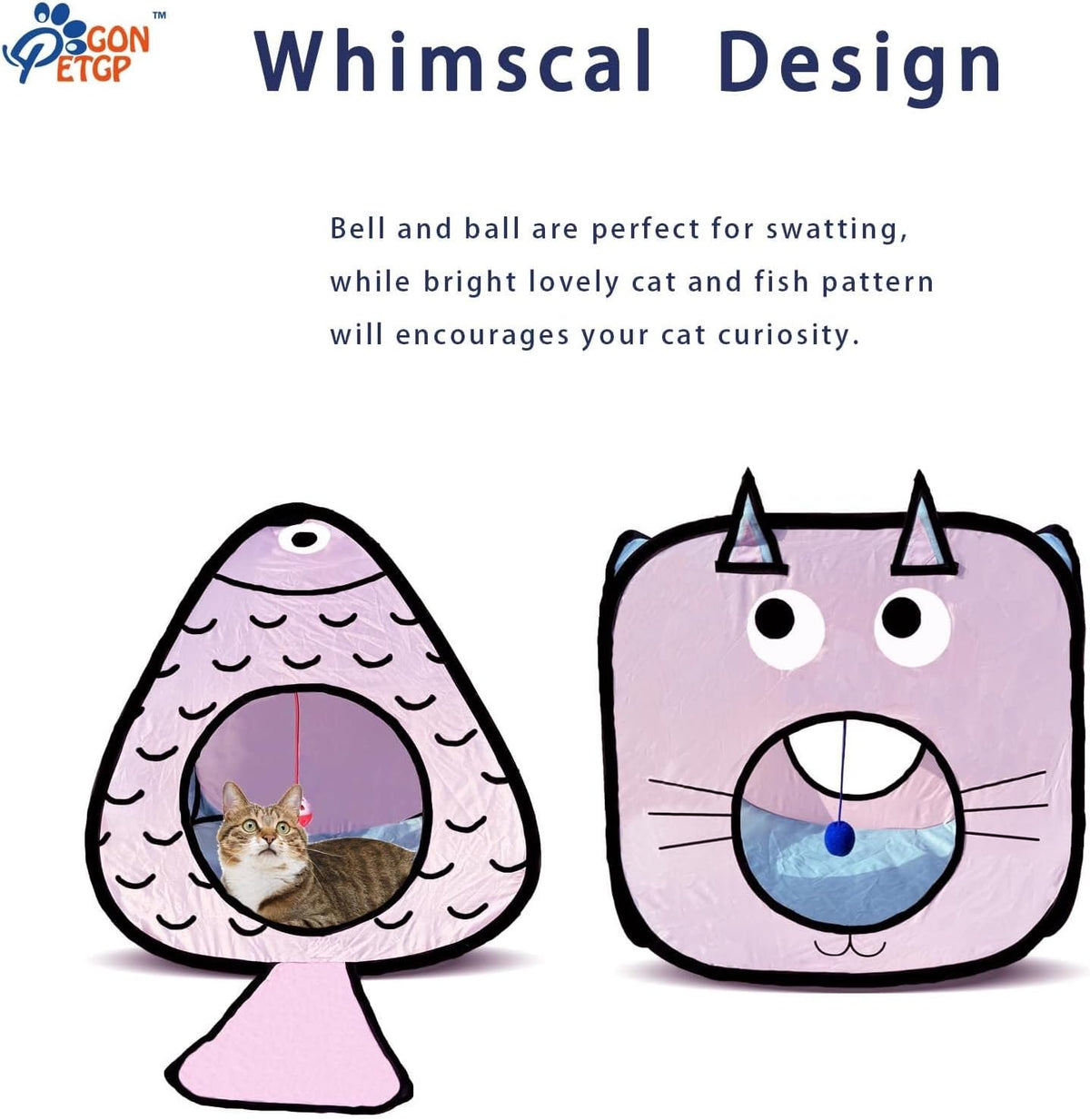 GONPETGP Cat Tunnels for Indoor Cats with Cube Tent Toys Combo - Blue - image 2