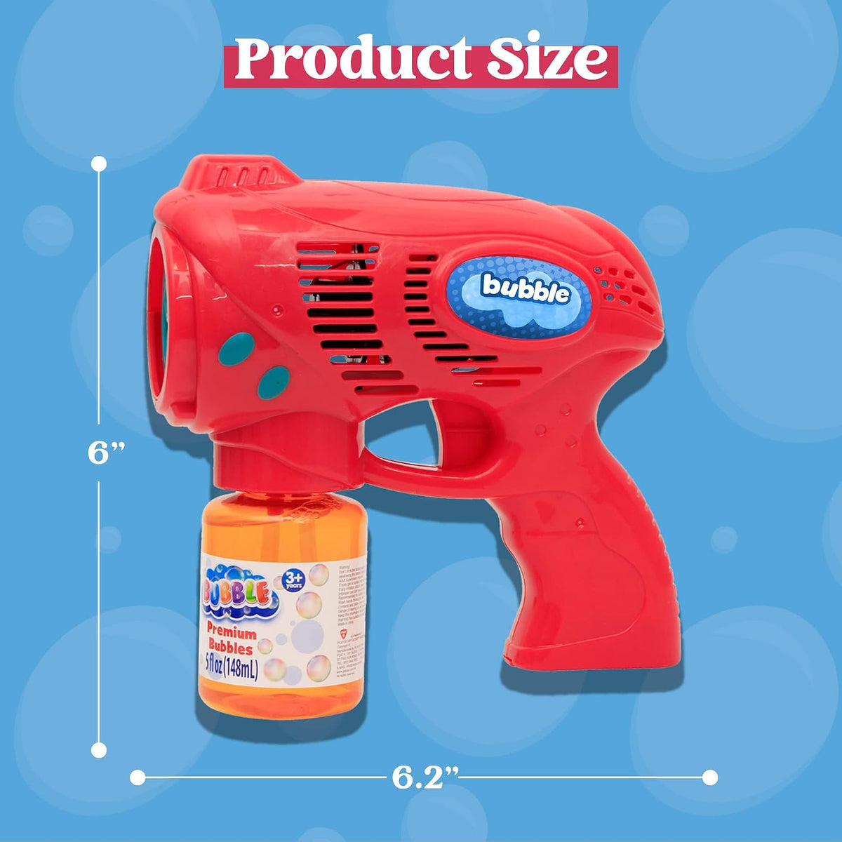 JOYIN 2 Kids Bubble Gun with 2 Bottles Refill Solution - Red+blue - image 3