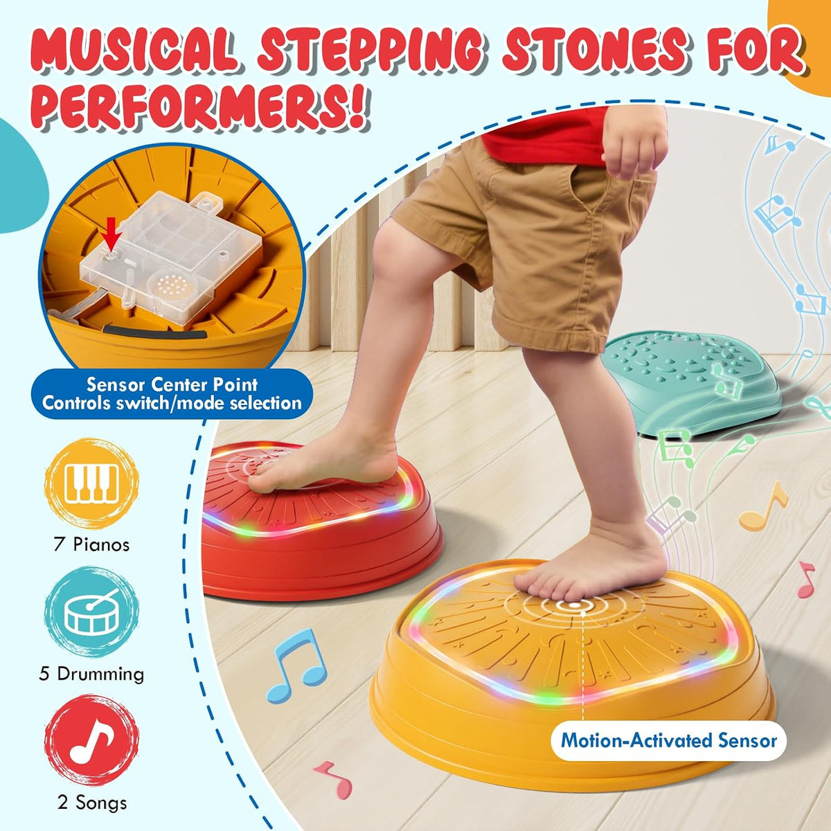 Lehoo Castle Musical Light Up Stepping Stones for Kids – Fun for Kids & Family - Blue - image 3