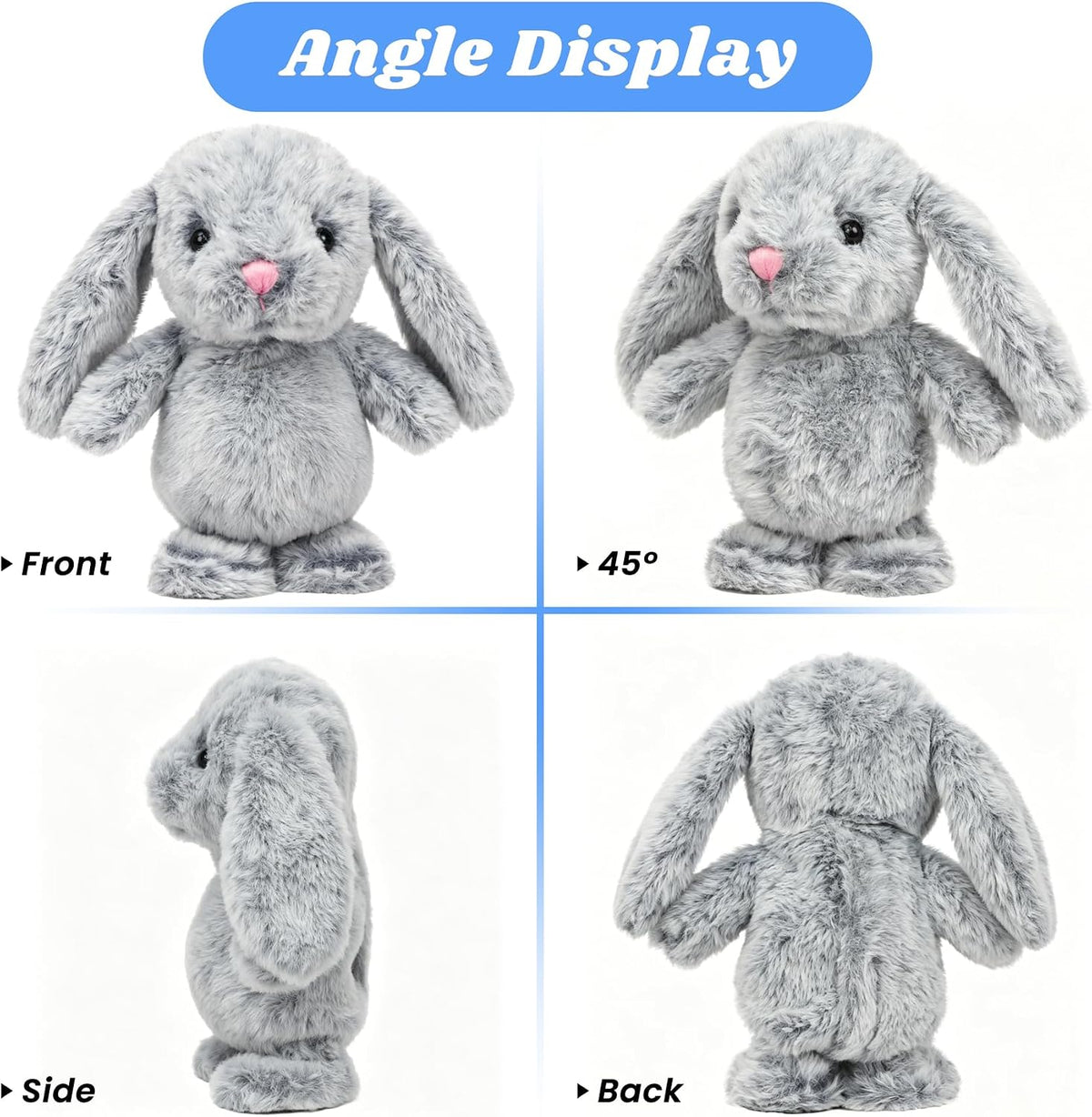 Hopearl Talking Singing Cowgirl Repeats What You Say Girl Walking - Gray Bunny - image 3