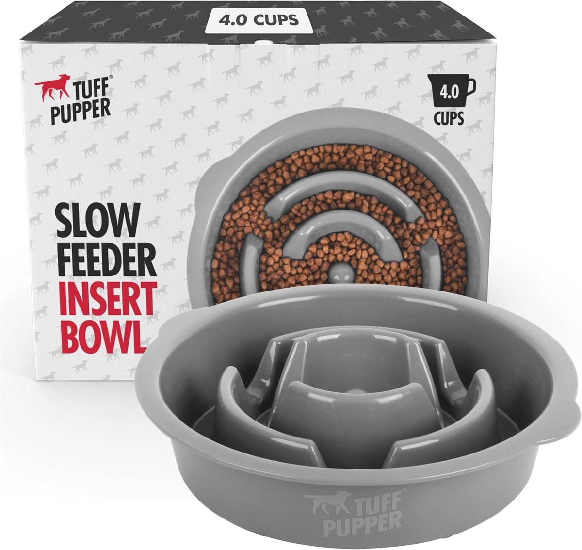 Tuff Pupper Slow Feeder Insert Bowl - 4 Cup - 8.9-9.3 Inch Feeder Holes
