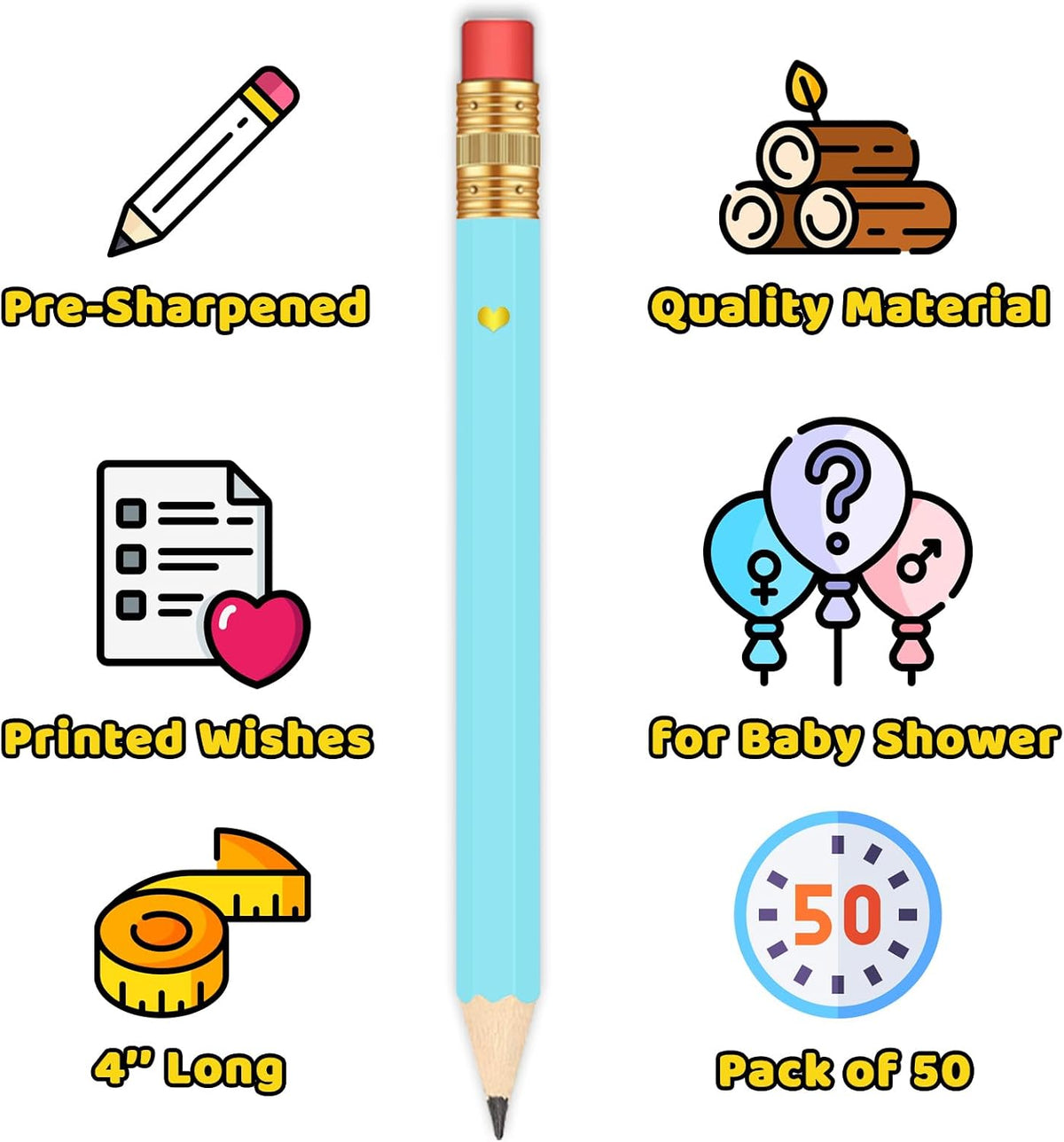 Baby Shower Pencils for Party Games, Neutral - Blue - It's a Boy - image 3