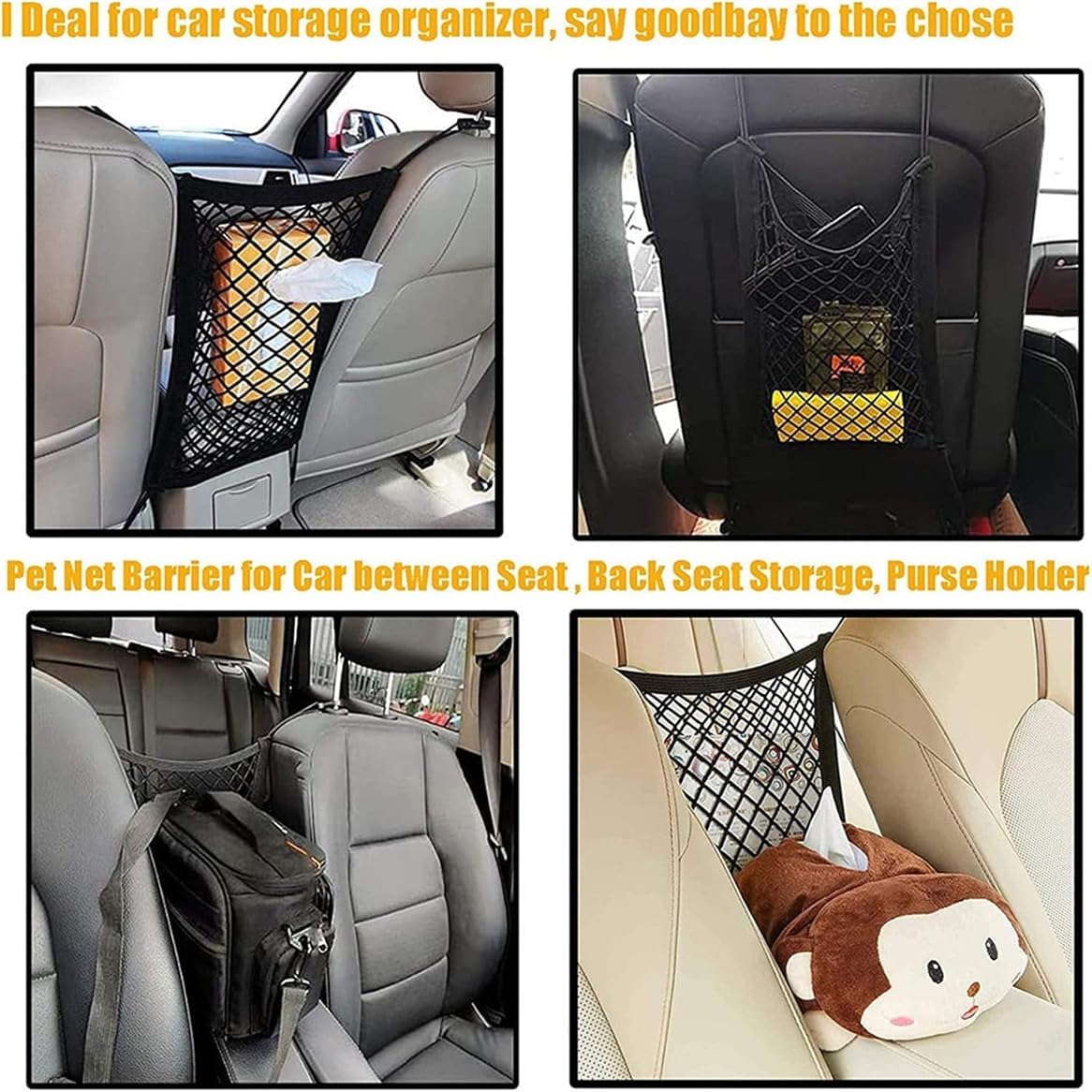 DYKESON Dog Car Net Barrier Pet Barrier with Car Mesh Organizer - image 2