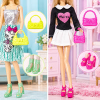 HighFun 50 piece doll shoes, handbags and glasses set with display rack for 11.5 inch dolls - view 8